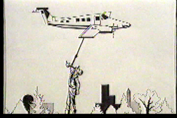 The man is airborne now as the plane lifts him off the ground by the hook