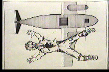 The man, thrown out of the plane, and falling to his death with a horrifying scream