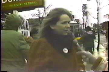 Interviewing one of the protesters