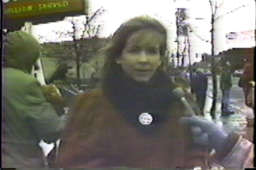 Interviewing one of the protesters