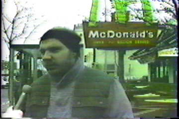 Interviewing a protester.